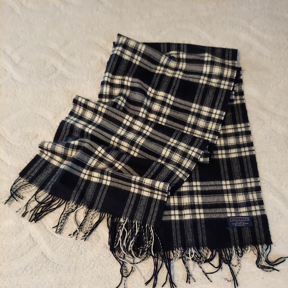 Classic Black and White Plaid Scarf